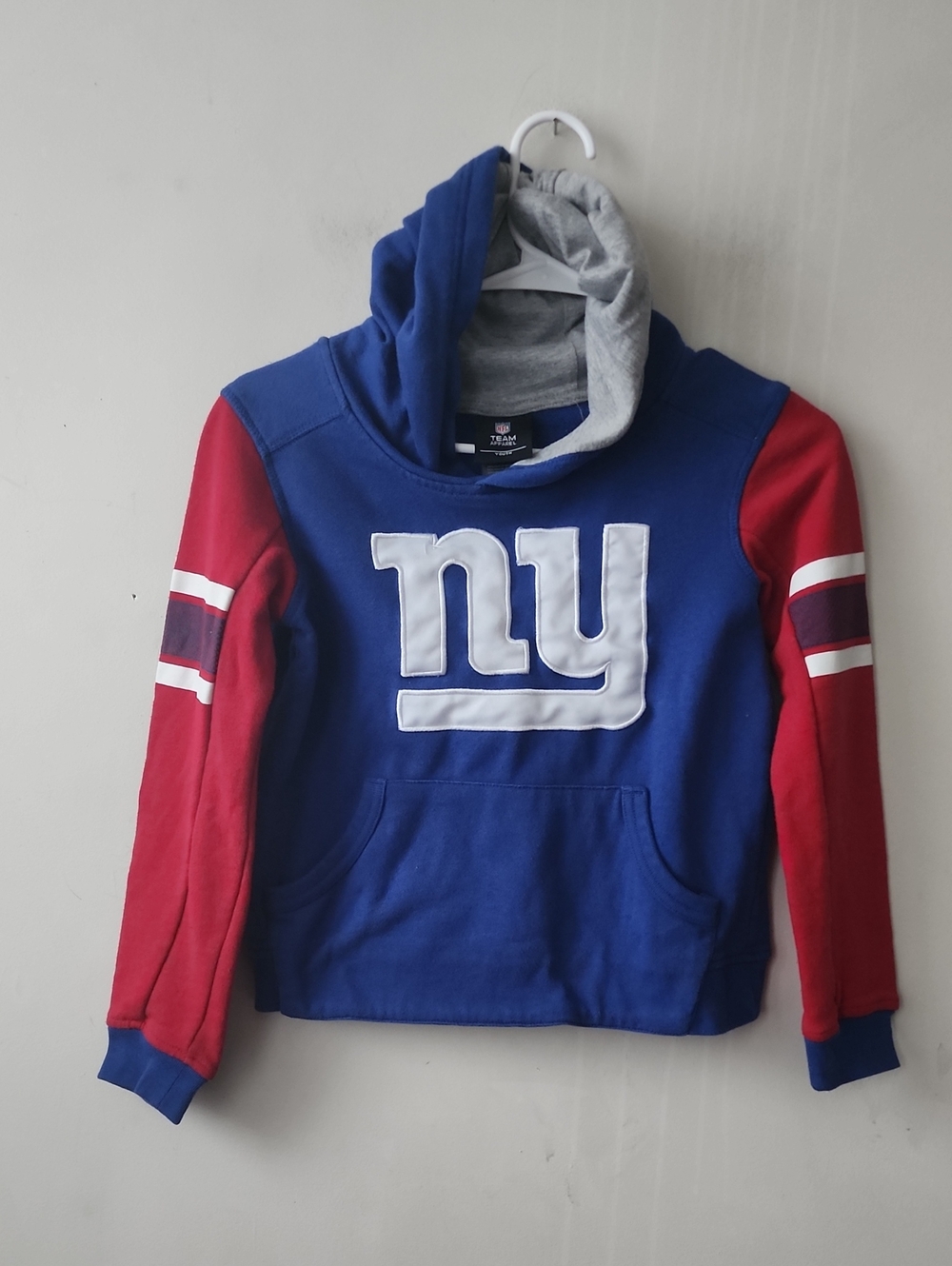 NFL Blue Hoodie with Red Sleeves and White NY Logo